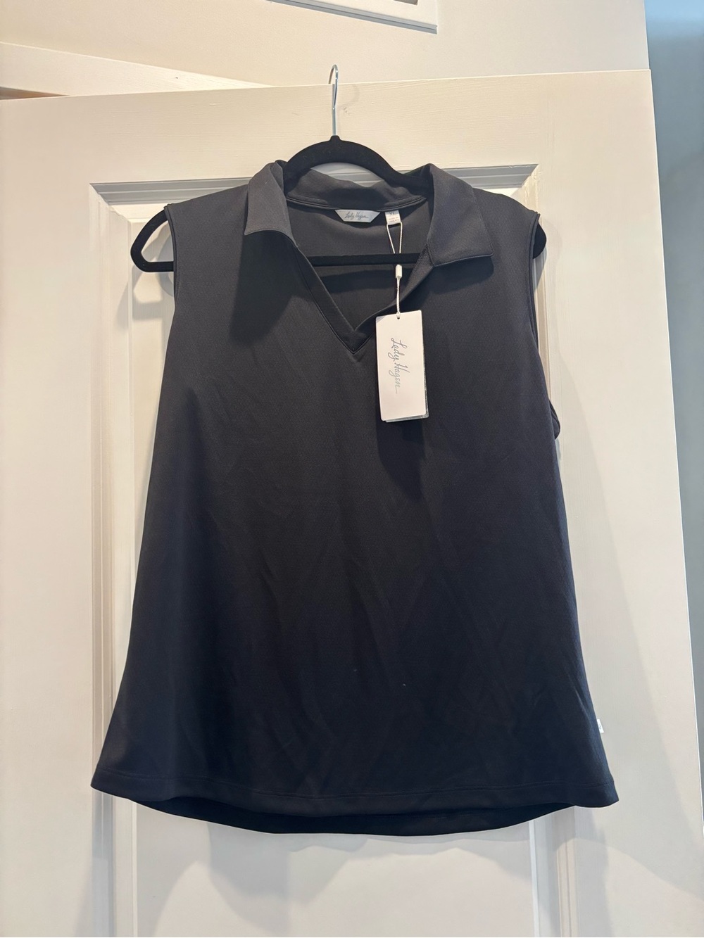 NWT - Lady Hagen Sleeveless Polo Tank Top in Black